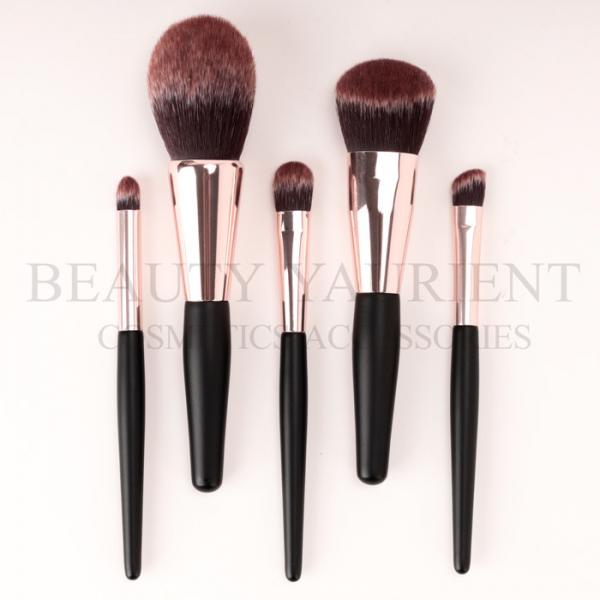 Cheap Rose Gold Ferrule Short Mini Makeup Brush Set 3tone Hair Wood Makeup Brush kit for sale