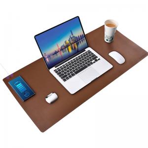 China Extra Thick 4mm 15W Mouse Pad Wireless Charger Leather Desk Pad on sale