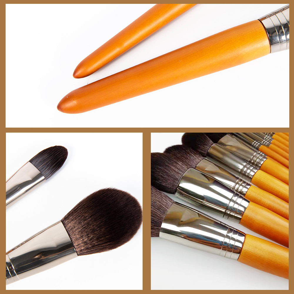 China Fiber Hair Wooden Handle Makeup Brushes Private Label Cosmetic on sale