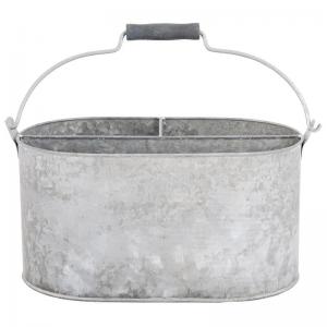 Galvanized oval  antiqued silver color tool Storage Organizer tool box Container