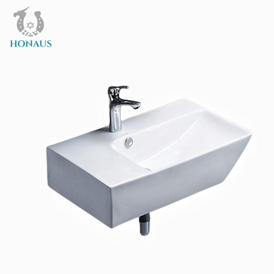 China OEM ODM Ceramic Square Wall Hung Basin Porcelain Wall Mount Sink on sale