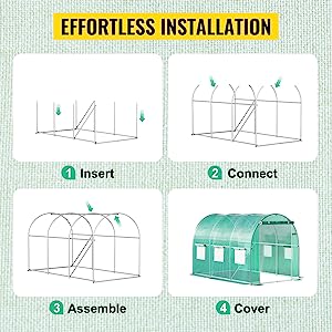 Portable Plant GreenHouse Zippered Door Windows, Galvanized Steel Hoops, Glass Greenhouse, Polycarbonate Greenhouse