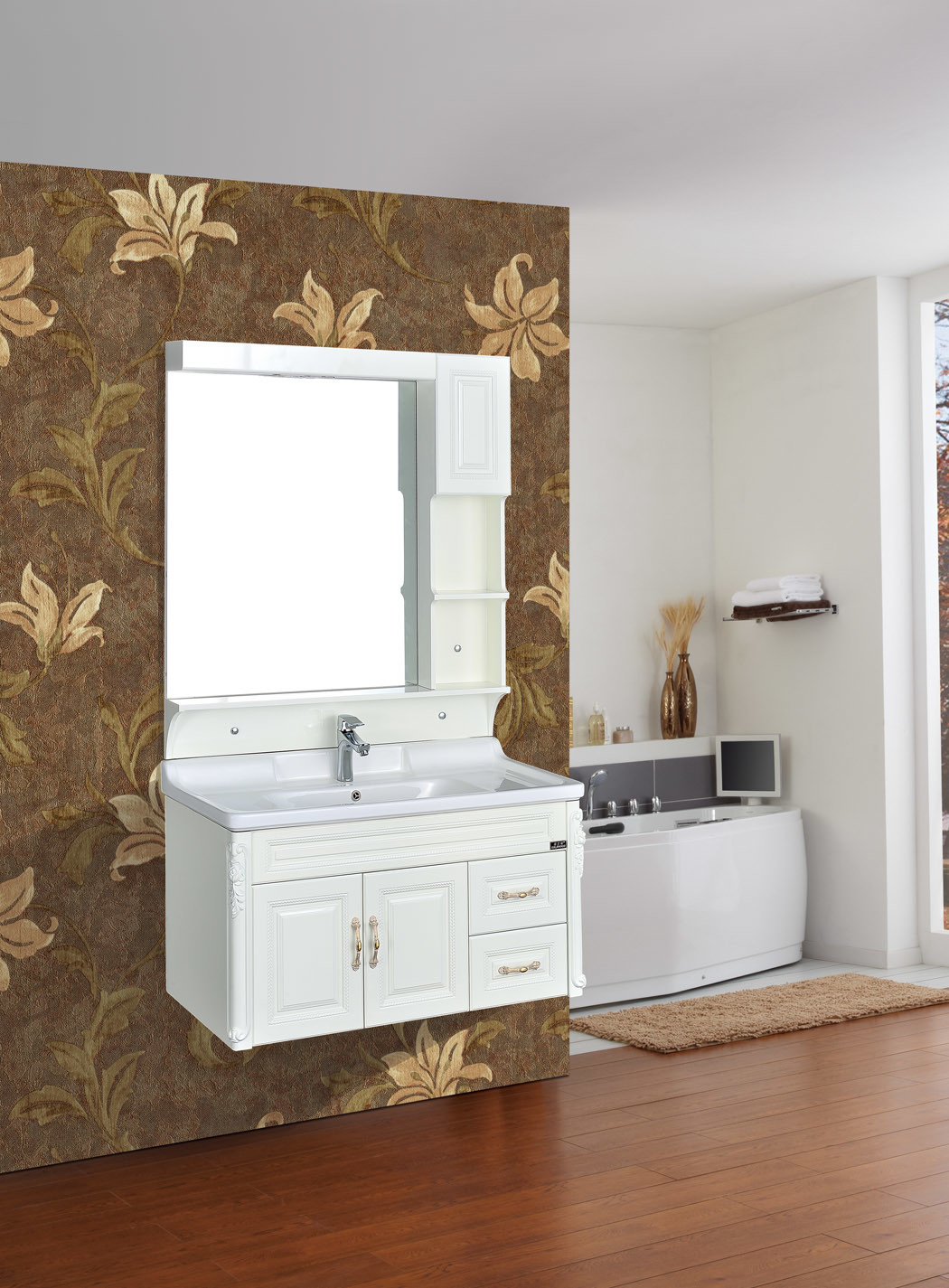 China Antique Classical Bathroom Furniture Wall Cabinet / Bathroom Washbasin Cabinet on sale
