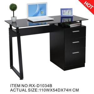 China 2018 Hotsale Black Glass Computer Desk with File Cabinet RX-D1034B on sale