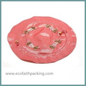 China round bottom satin drawstring bag, embroidery satin wedding favor gift bag on sale