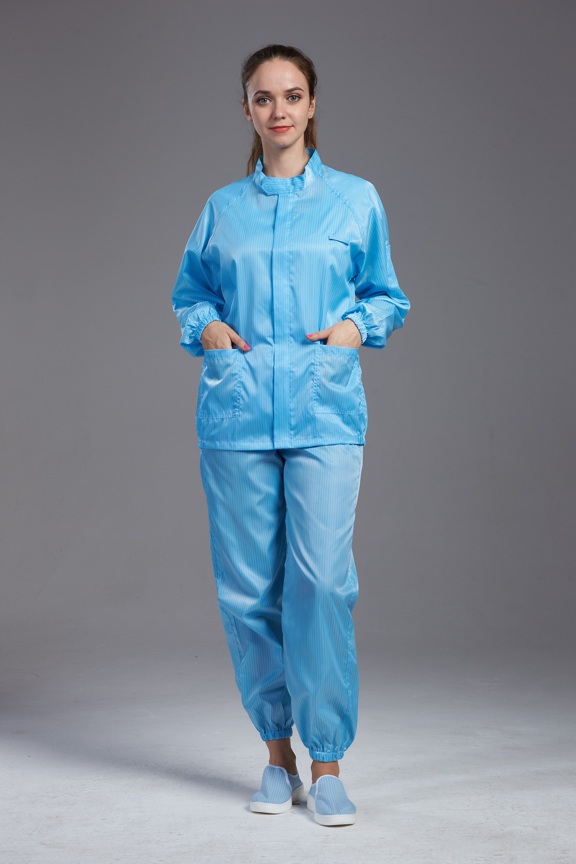 Best Safety Blue Anti Static Apparel , Washable Clean Room Coveralls Lightweight wholesale