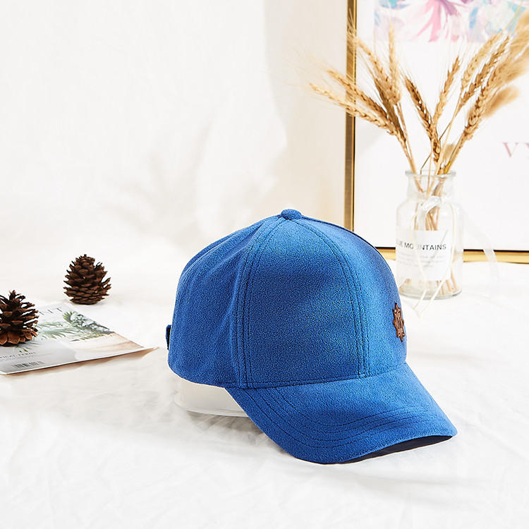 Best Winter Blue Towel Velvet Warm Leather Patch Sun Hat wholesale