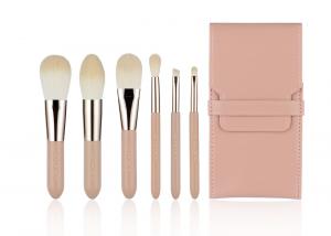 China Nude Pink 6Pcs Mini Makeup Brush Set Non Allergenic With PU Carrying Bag on sale