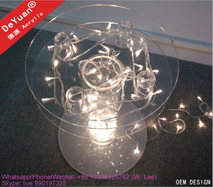 Custom Size Transparent  Acrylic Cake Display Stands With LED Light