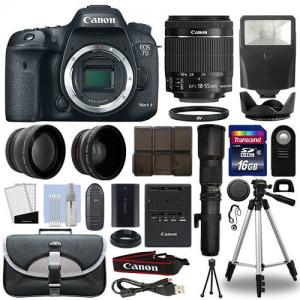 China Canon 7D Mark II DSLR Camera+ 4 Lens 18-55mm IS STM + 500mm + 16GB Telephoto Kit on sale