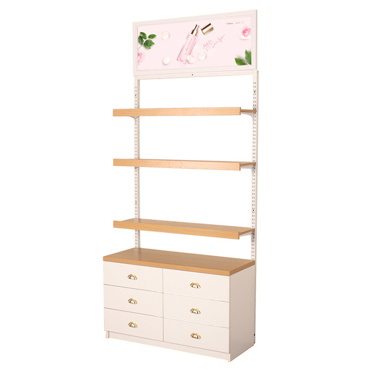 China Cosmetic Point Of Purchase Pop Display Wood Makeup Display Stand on sale