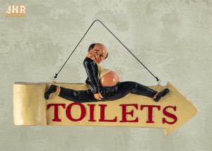 China Funny Toilet Signs Polyresin Statue Figurine Resin Wall Mounted Sign Bar Sign Decor on sale