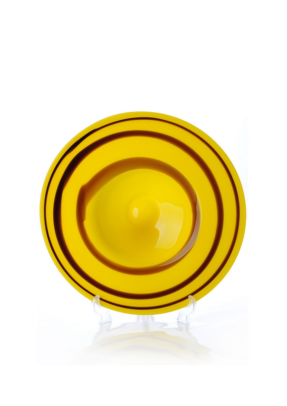 Best Yellow Contemporary Decorative Glass Pieces with funky design for glassware showroom wholesale