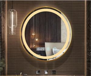 Best Bathroom round smart bathroom mirror light aluminum alloy space aluminum led mirror lamp hotel dress and make up mirror wholesale