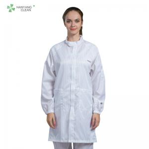 Best ESD antistatic dust-free white color labcoat gown with conductive fiber used in cleanroom or workshop wholesale