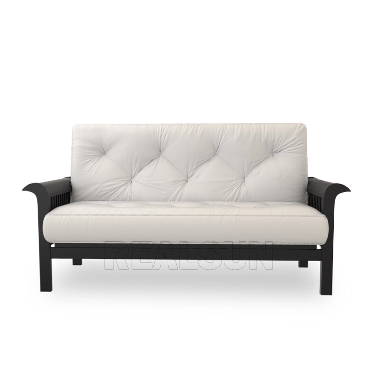 China Black Metal Frame Aluminium Fabric Sofa Upholstery With White Velvet Two Seater on sale