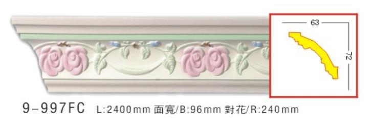 Cheap Polyurethane carving cornice crown mouldings with hand painted color for sale