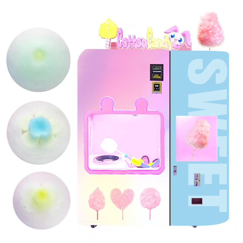 China Floss Sugar Automatic Cotton Candy Vending Machine By Mechanical Arm on sale