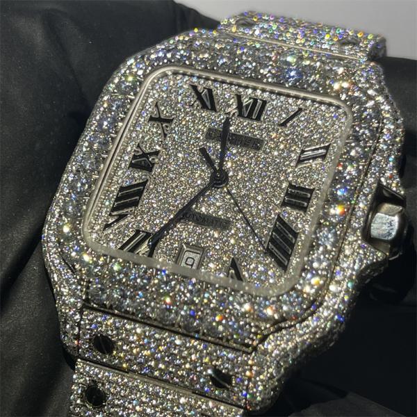 Cheap Cartier Santos Iced Out Moissanite Watch for sale