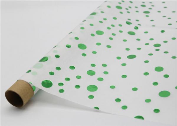 Cheap Metallic Green Dots Patterned Tissue Paper Wax On The Paper Surface for sale