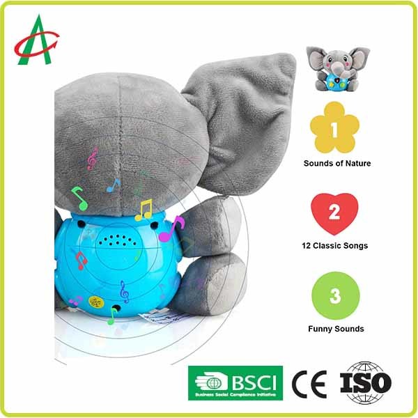Best 23.9cm Cuddle Stuffed Animals , OEM Talking Elephant Plush Toy With Music wholesale