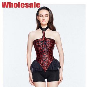 China Polyester S Halter Bustier Dress Red And Black Bustier And Corset on sale