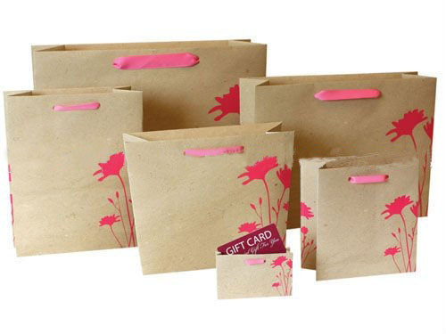 China Recycled Flat Handle Brown Customized Paper Bags Gift / Shopping Kraft Paper Bag on sale