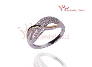 China Female's Solid 925 Sterling Silver CZ Infinity Ring ,14K Gold Diamonds CZ Finger Rings on sale