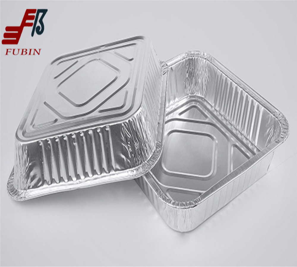 China Refectory Square Foil Trays Foil Serving Trays With Lids 1400ml on sale