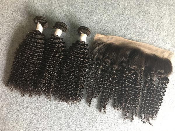 Cheap 13x4 Ear To Ear 8A Peruvian Virgin Kinky Curly Lace Frontal With Natural Black for sale