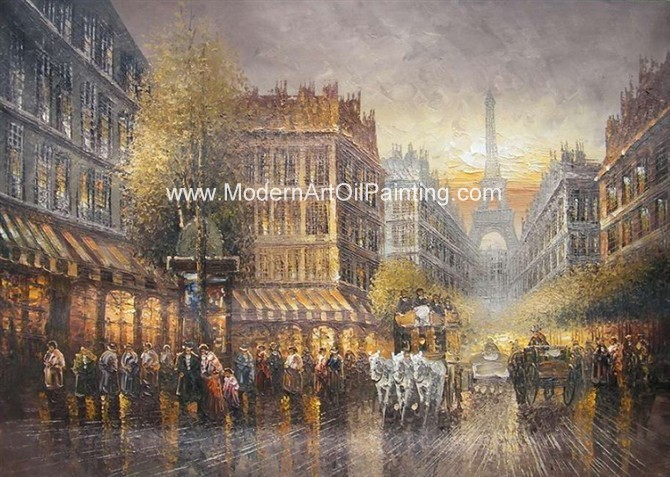 Best Thick Oil Paris Street Scene Canvas Painting Gifts Promotion Show Custom Size Color wholesale