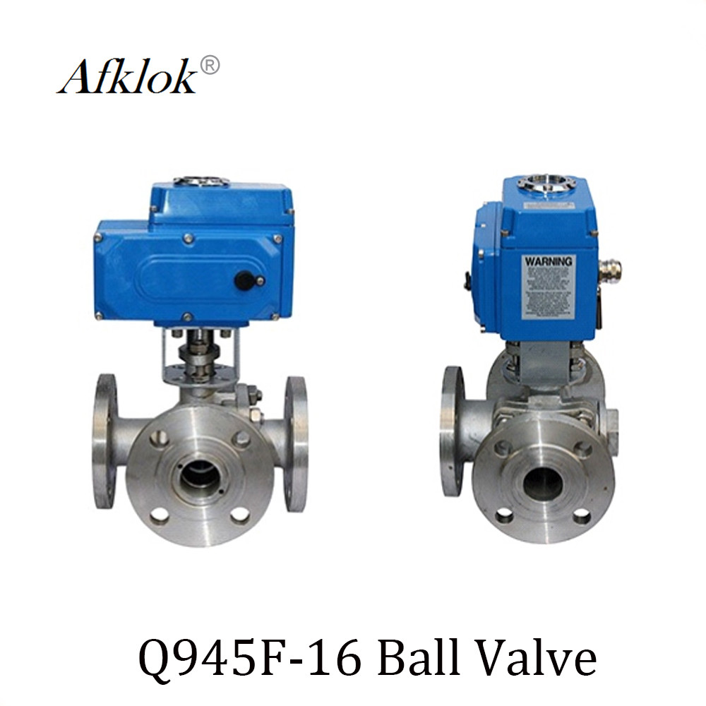 Cheap Stainless Steel Sanitary 3 way flange Electric Motor Ball Valve for sale