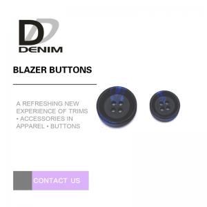 China Large Black And Blue Mens Blazer Buttons , Decorative Design 4 Hole Buttons on sale