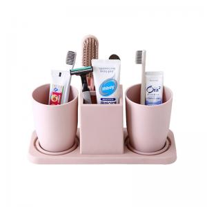 China Toothbrush Holder and Large Toothpaste Stand Organizer Plastic Storage Rack Set Bathroom Accessories for Family, Kids. on sale