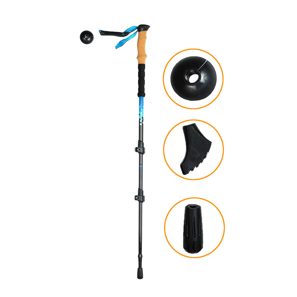 Cheap telescopic Trekking Poles 3K Walking Stick Adjustable Trekking poles Outdoor Stick Carbon Fiber with Soft EVA Handle for sale
