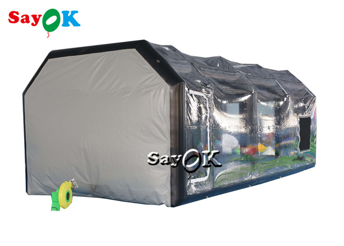 China Best Inflatable Tent 8x4x3mH Black Portable Inflatable Air Tent Airtight Car Spray Booth on sale