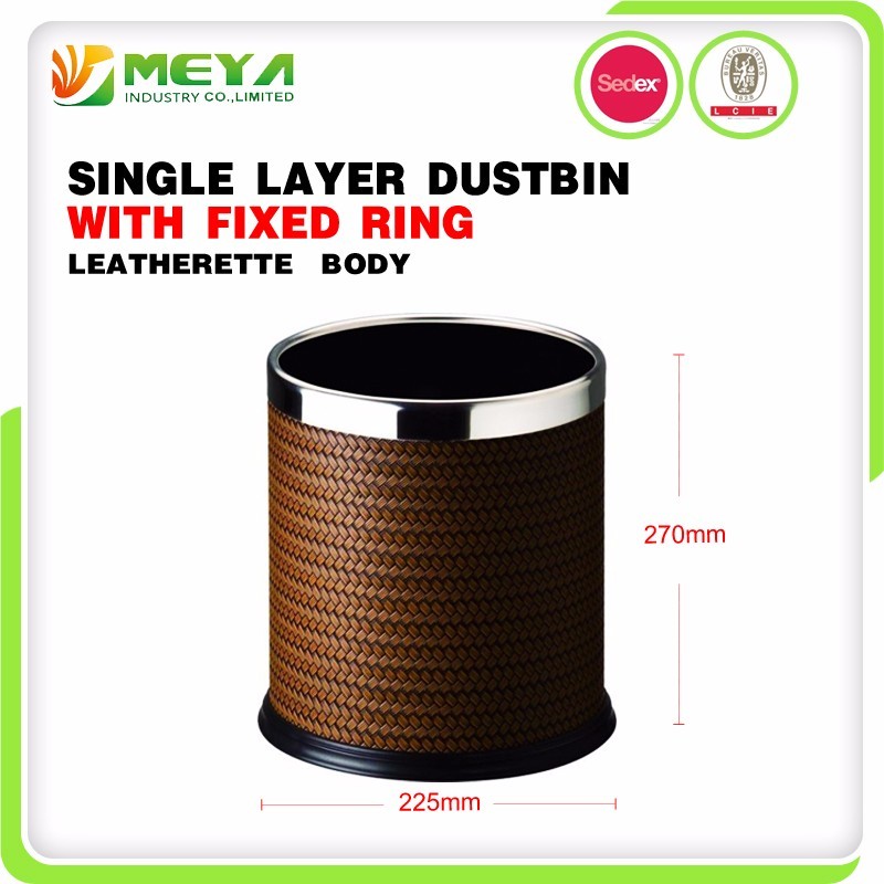 China metal leather small waste bin without lid for hotel room on sale