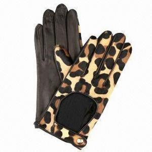 Fashionable Leopard Design Dress Gloves, Made of Lamb Goat Leather