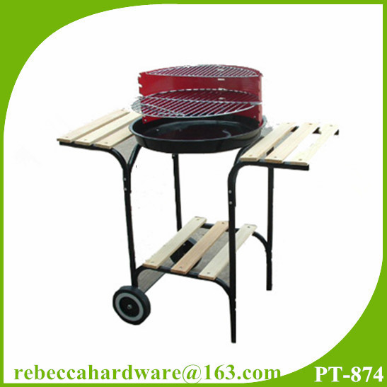 China Charcoal bbq grill 18 inch trolly round barbecue grill with side table easy assembly on sale