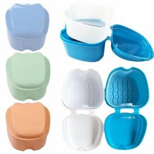 China Clean Care Denture Cleaner Brush And Retainer Holder Box Denture Bath Case Cup on sale