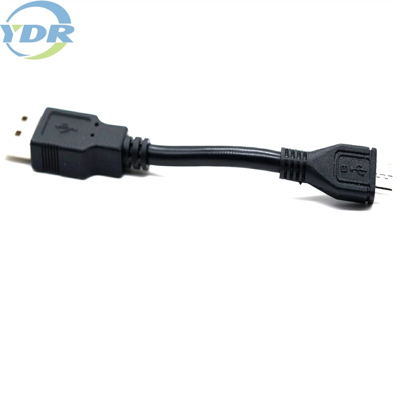 China USB A To Micro USB Charging Data Cable 10cm UL2725 24AWG Black Color on sale