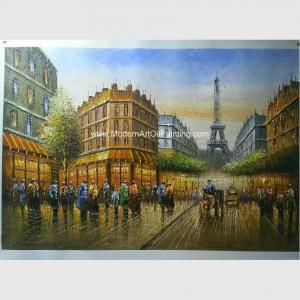 100% Handmade Paris Oil Painting Palette Knife Eiffel Tower Paris Scenery On Canvas