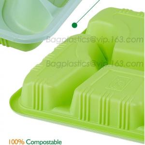 Best Disposable corn starch plates biodegradable corn starch food container, Disposable PLA Serving Divided Lunch Tray wholesale