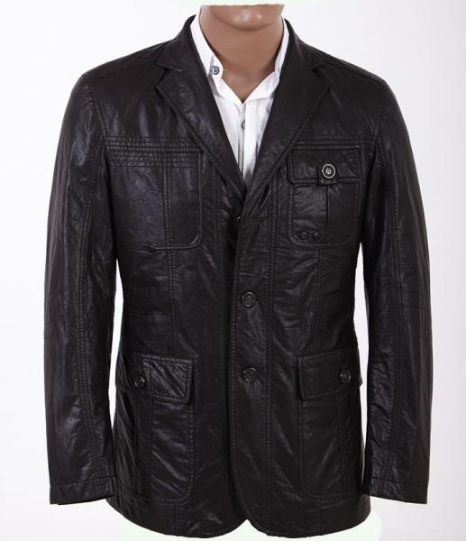 Cheap Custom Western Luxury, Two side pockets  Black Fashionable Mens Leather Blazers for sale