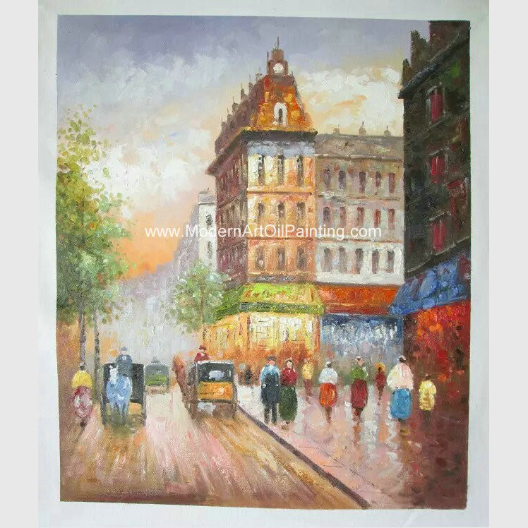 Cheap Impressionist Street  Paris Oil Painting Landscape Acrylic Palette Knife For Children Room for sale
