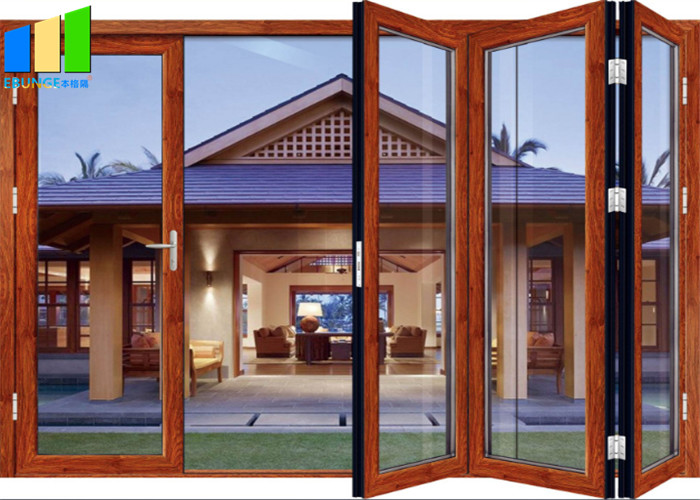 China Exterior Windproof Aluminum Double Tempered Glass Patio Folding Door on sale