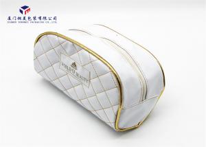 Best Elegant Patterns Leather Cosmetic Bag Rectangle With Round Corner White Color wholesale