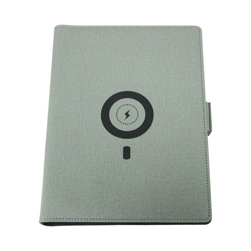 China Customized Print Wholesale Luxury Business Smart Hardcover Pu Leather Loose Leaf Wireless Charging Notebook on sale