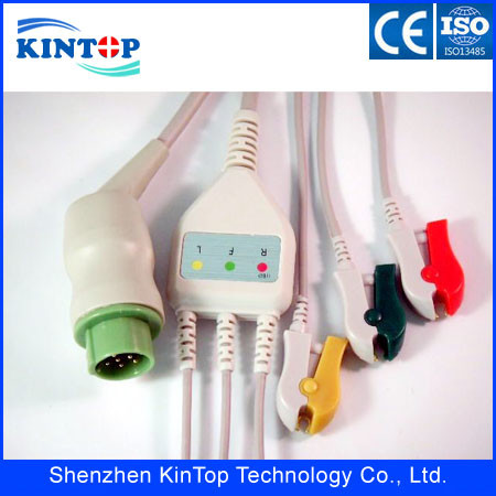 China High quality 3 lead MENNEN brand 13 PIN snap clip optional patient ECG cable free shipping on sale