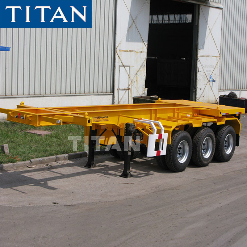 China TITAN tri axle 20/40ft  shipping container chassis trailer price on sale